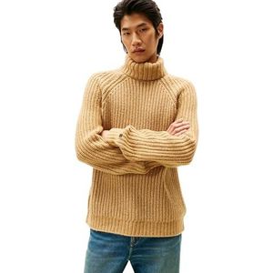 Tommy Hilfiger Heren 2-Tone Chunky Rib ROLL Neck MW0MW28110 Trui Trui, Bruin, XS, Bruin (Timeless Camel), XS