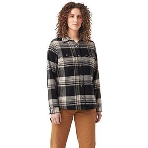Dickies Duratech Renegade Flanellen overhemd voor dames, lage knopen, grote tegels, zwart/haver, XL, Grote tegel zwart/haver, XL