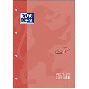 Oxford Touch navulverpakking Color-1, verlijmd, A4+, geruit, 5 x 5, koraalrood, 5 stuks