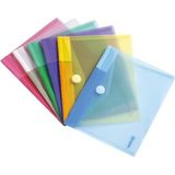 Tarifold Fr 510259 enveloppen, A5, kunststof, PP, klittenbandsluiting, 6 kleuren (blauw, paars, groen, geel, roze, transparant)