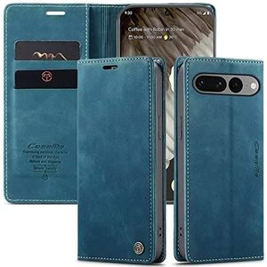 SLWYF hoesje compatibel met Google Pixel 7 Pro. Lederen flipportemonnee telefoonhoesje met kaartsleuf en kickstand voor Google Pixel 7 Pro - Blauw