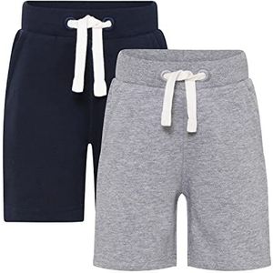 MINYMO Unisex Kids Basic Sweat (2-Pack) Casual Shorts, Dark Navy, 92
