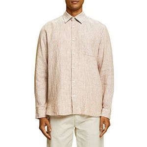 ESPRIT Collection Gestreept hemd, 100% linnen, zand, L