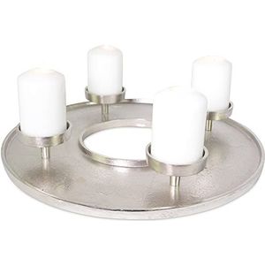 Riffelmaker - Moderne adventlamp met kaarsenhouder voor 4 kaarsen, mat zilver, decoratie voor advent en Kerstmis