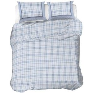 PENSIERI DELICATI Beddengoedset voor tweepersoonsbed, flanel, 100% katoen, dekbedovertrek 250 x 200 cm en kussensloop 52 x 82 cm, gemaakt in Italië, machinewasbaar op 40 °C, patroon Turijn lichtblauw