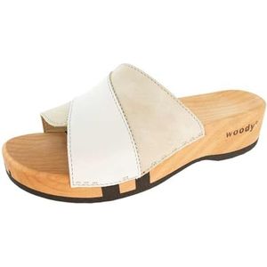 Woody Dames Lucy pantoletten, wit, crème, 37 EU