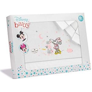 Interbaby MN007-18 Beddengoed voor kinderbed, Disney Minnie Mouse, wit en grijs