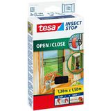 tesa Insect Stop Comfort Open/Close Vliegenhor - Rolhor - Raamhor met klittenband - Speciaal oprolsysteem, snij op maat - Muggenhor, antraciet, 130 cm x 150 cm