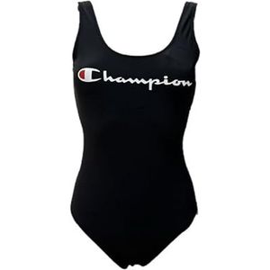Champion Legacy Icons Swimwear W-logo van mat nylon, eendelig badpak, zwart, L dames, Zwart, L