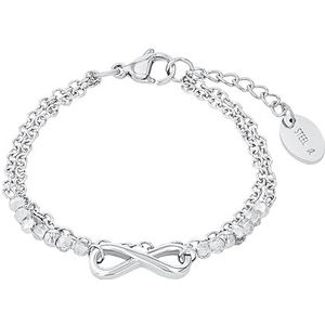 s.Oliver Armband Van Roestvrij Staal Meisjesarmsieraden, Met Glas, 14+2 cm, Zilver, Infinity, Wordt Geleverd In Geschenkverpakking, 2034972