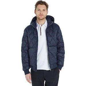 Tommy Hilfiger MIX QUILT GERECYCLED HOODED JAS, woestijn hemel, XS