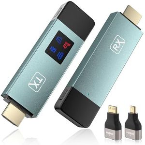 Draadloze HDMI-zender en ontvanger, 30 m stabiele verbinding, 2,4 G/5 G draagbare HDMI draadloos met led-scherm, plug & play voor streaming video, audio file van, laptop, pc naar HDTV, projector.