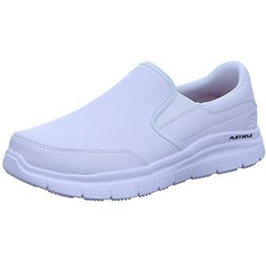 Skechers Flex Advantage Sr-Bronwood Slip On Sneakers voor heren, Wit leder, 42 EU