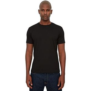 TRENDYOL Basics Basic T-shirt met ronde hals voor heren, regular fit, gebreid, donkerblauw, XXL