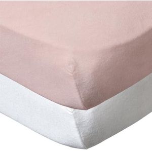 BabyCalin - Hoeslaken, wit/roze, 70 x 140 cm (2 stuks)
