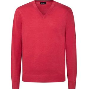 Hackett London Heren GMD Merino Silk V Sweater, Rood, XS