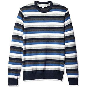Amazon Essentials Men's Trui met ronde hals (verkrijgbaar in grote en lange maten), Veelkleurig Streep, XS