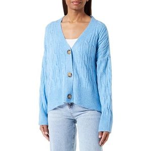 Trendyol Dames haarvlecht lange mouwen regulier gebreid vest cardigan sweater, blauw, L