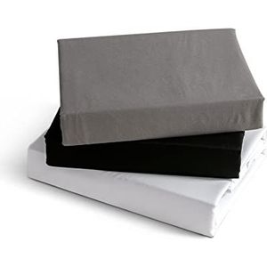 KONO Beddengoed - geborsteld microvezel hoeslaken - 30 cm diepte zak (grijs, 90x200cm) BS-3 90 GY