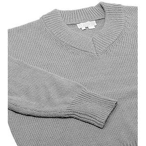 Libbi Dames minimalistische trui met V-hals acryl lichtgrijs melange maat XS/S, lichtgrijs, gemêleerd, XS