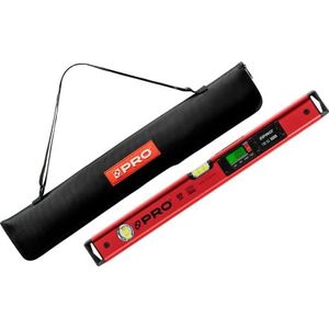 PRO900 Digitale waterpas 60cm met 2 LCD displays en deksel - Elektronische waterpas met geheugen voor maximaal 19 resultaten IP65 - Kleur Rood