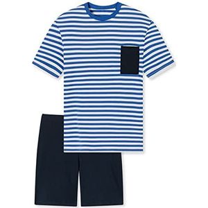 Schiesser Jongenspyjama korte pyjamaset, donkerblauw gestreept, 176, Donkerblauw gestreept, 176 cm