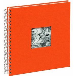 Pagna 12156-09 passe-partout spiraalalbum 240 x 250 mm 50 pagina's, linnen omslag met passe-partout fotokarton wit met pergamijn, oranje