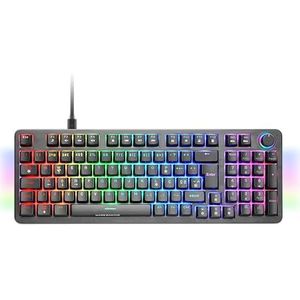 MARS GAMING MKPRO, Volledig Mechanisch Gamingtoetsenbord, RGB Chroma, Hot-Swap Mechanische Switches, Antighosting, Bedieningswiel, Geavanceerde Software, Multiplatform, Silent Switch, Portugees, Zwart