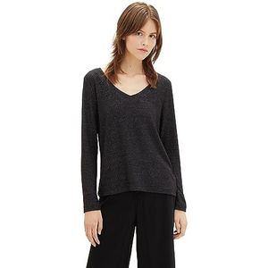 TOM TAILOR Denim T-shirt met lange mouwen voor dames, 10522 - Shale Grey Melange, L