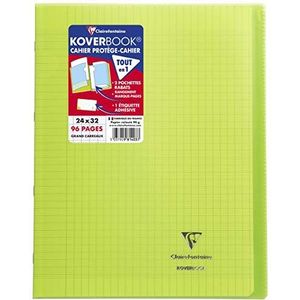 Clairefontaine 981403C Koverbook met nietjes, 24 x 32 cm, 96 pagina's, grote ruiten, wit papier, 90 g, polyester deksel