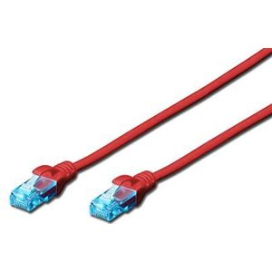 DIGITUS LAN kabel Cat 5e - 2m - CCA netwerkkabel met RJ45 - U/UTP niet afgeschermd - compatibel met Cat-6 & Cat-5 - rood