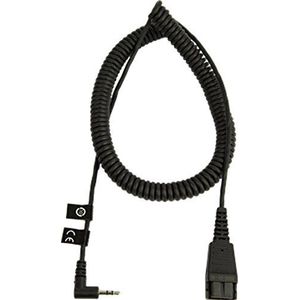 Jabra QD naar 2,5 mm jack plug headset spiraalkabel, 2 meter lang
