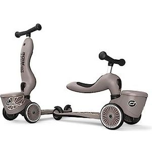 Scoot & Ride Unisex - Babies Highwaykick 1 Lifestyle Kickboard with Seat and Container (Brown Lines)