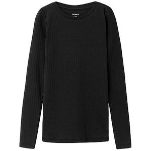 NAME IT Nkfsuraja XSL Ls Top Noos shirt met lange mouwen voor meisjes, Zwart/Patroon: effen, 146/152 cm