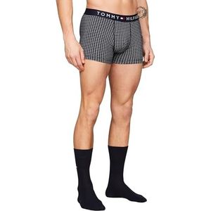 Tommy Hilfiger Heren Trunk Print & Sock Set Grid Check/Desert Sky M, Grid Check/Desert Sky, M