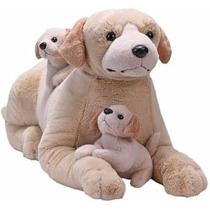 Wild Republic Cuddlekins Jumbo Mama en Puppies gele labrador, gevuld dier, 86 cm, pluche speelgoed, vulling is gesponnen gerecyclede waterflessen