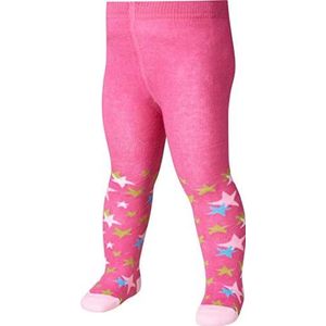 Playshoes Kinderpanty voor jongens en meisjes, elastische katoenen panty met comfortabele band, getest op schadelijke stoffen, met sterrenpatroon, roze (pink 18), 62/68 cm