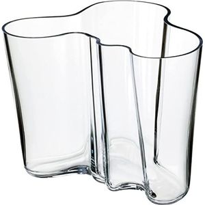 Iittala Alvar Aalto transparante kristallen glazen vaas in golfvorm, afmetingen: 16cm x 20,8cm, 1007041