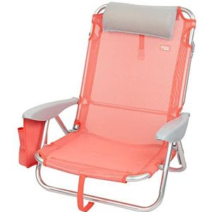 AKTIVE Strandstoel 62629 opvouwbare strandstoel met kussen, kleur colar, met handgreep, 4 posities, ergonomische armleuningen, koraal, 67 x 67 x 76 cm