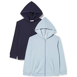 MINYMO Unisex Kids Sweat Jacket w. Hood (2-pack) Shirt, Ashley Blue, 134, Ashley Blue.