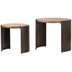 Adda Home Set van twee tafels, hout/metaal, bruin/zwart, 69 x 65 x 61, 54 x 50 x 52 cm