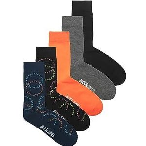 Jack Logo CIRCLE Socks 5 Pack, Black/Pack:Navy Blazer - Black - DGM - Vibrant Orange, One Size