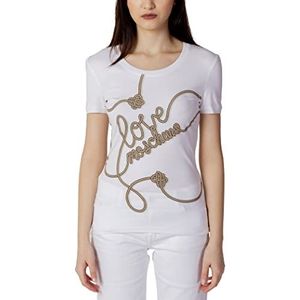 Love Moschino Dames Tight-fit Short-Sleeved T-shirt, Optical White, 42, wit (optical white), 42