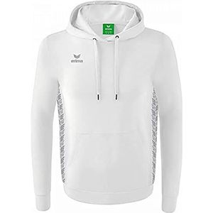 Erima uniseks-kind Essential Team sweatshirt met capuchon (2072211), wit/monument grey, 128