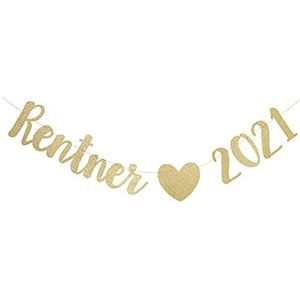 Gepensioneerde 2021 slinger, goud, stijlvolle feestdecoratie voor afscheidsfeest, pensioen, pensioen