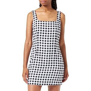 United Colors of Benetton Jurk 4O5XDV04Y, zwart en wit, 84 V, L dames, Wit en zwart geruit 84 V, L