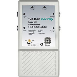 Axing TVS 16-00 6-voudige verdelingsversterker voor kleine BK (kabeltelevisie) en terrestrische netwerken met FM & DVB-T2 HD