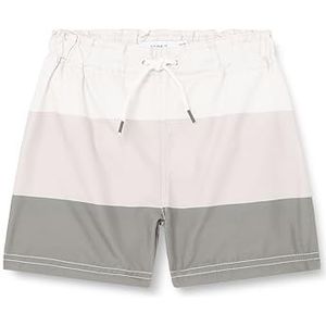 NAME IT Nmmzimon Long Zwemshort, Oatmeal/Stripes: pure kasjmier + stoffige olijf, 92 cm