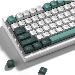 dagaladoo PBT Keycaps, Wit/Groene keycaps 60% 65% 100%, Japanse Stijl Aangepaste Keycap, ISA Profiel Toetsenbord Key caps voor 60% 65% 75% 100% TKL US Layout Mechanisch Toetsenbord (189 toetsen)