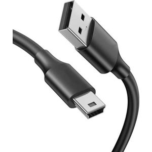 Adapterkabel zwart USB 2.0 stekker naar stekker Mini B – 1 m, 5-polige aansluiting voor GoPro 4, PS3-controller